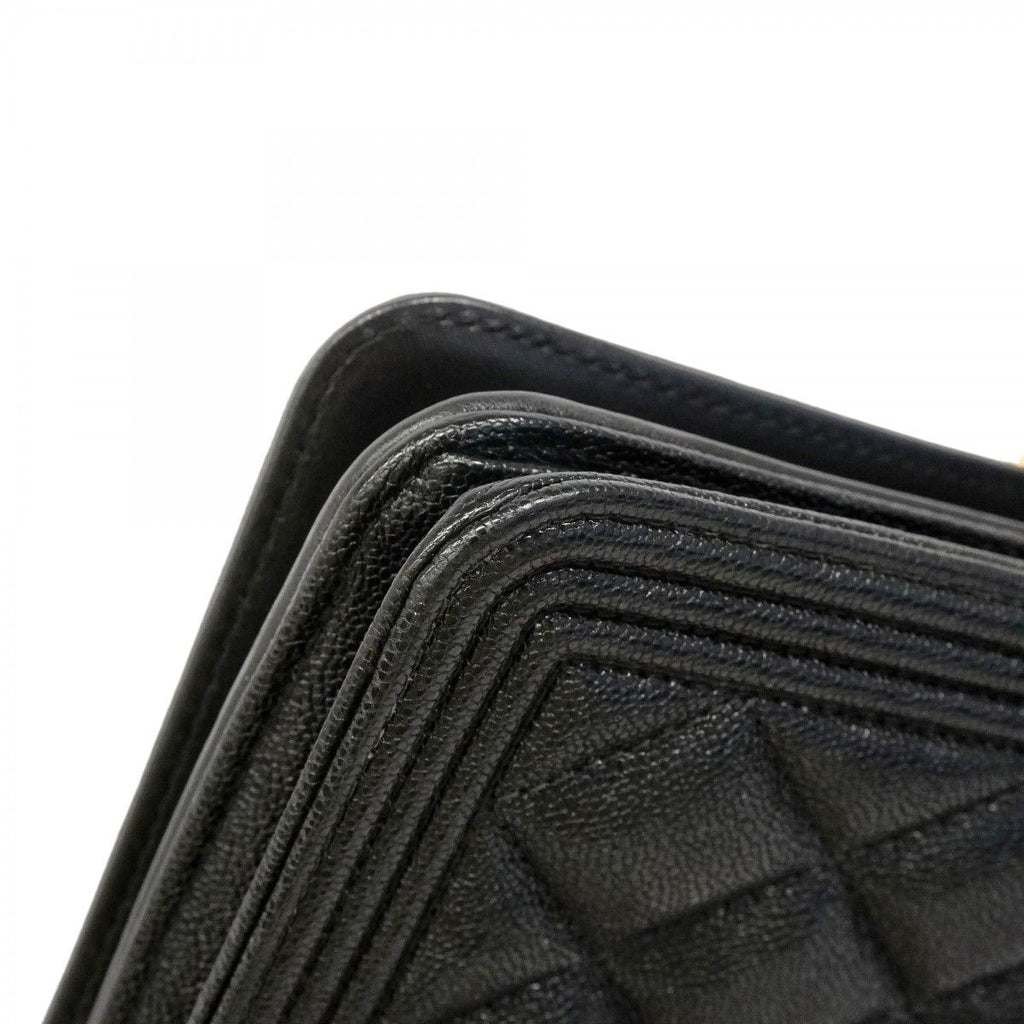 Chanel Shoulder Wallet Boy Caviar Leather Black Gold — view 6