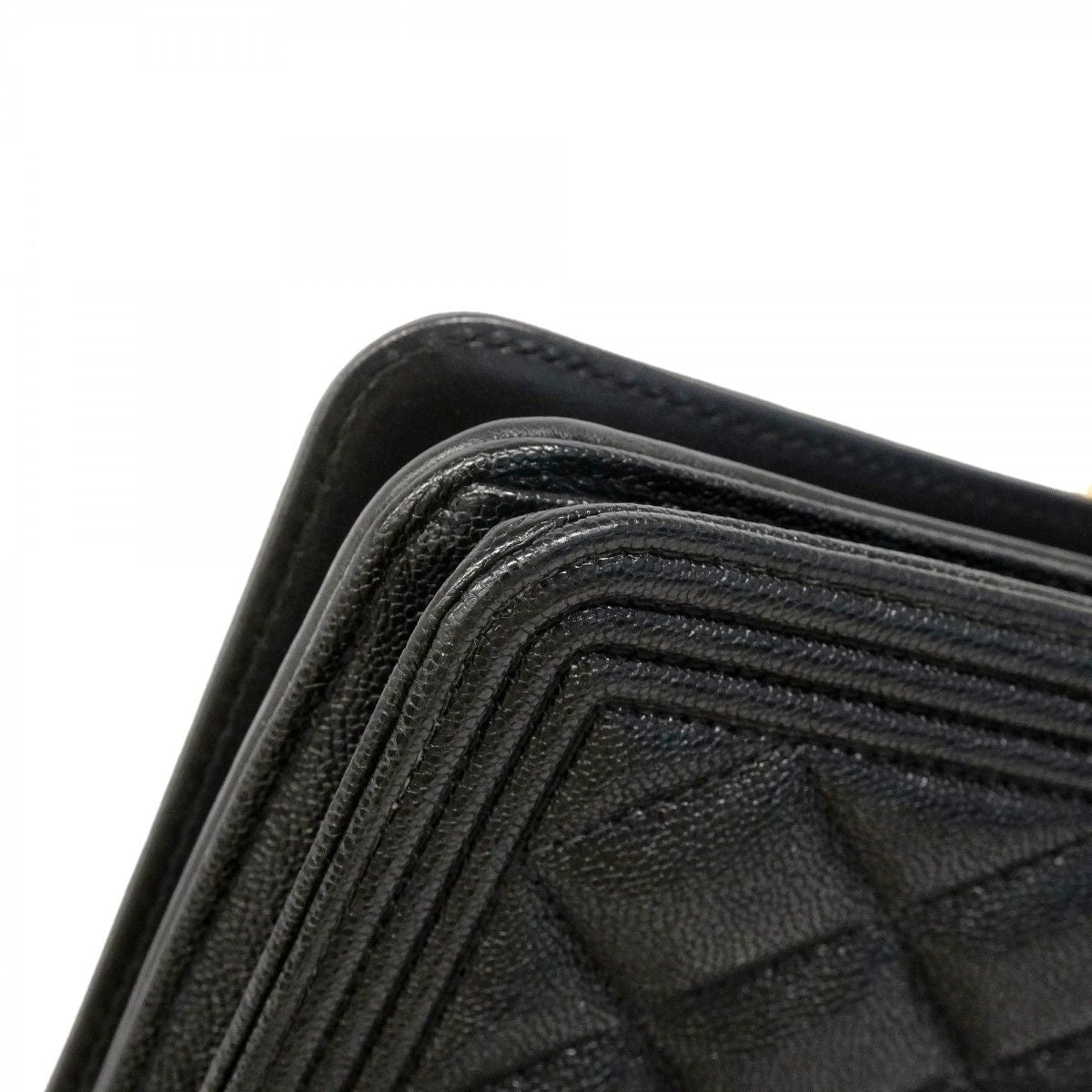 Chanel Shoulder Wallet Boy Caviar Leather Black Gold — view 6