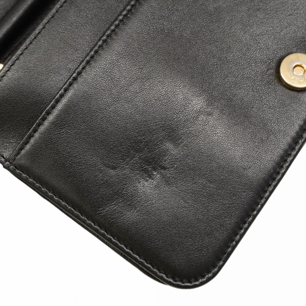 Chanel Shoulder Wallet Boy Caviar Leather Black Gold — view 7
