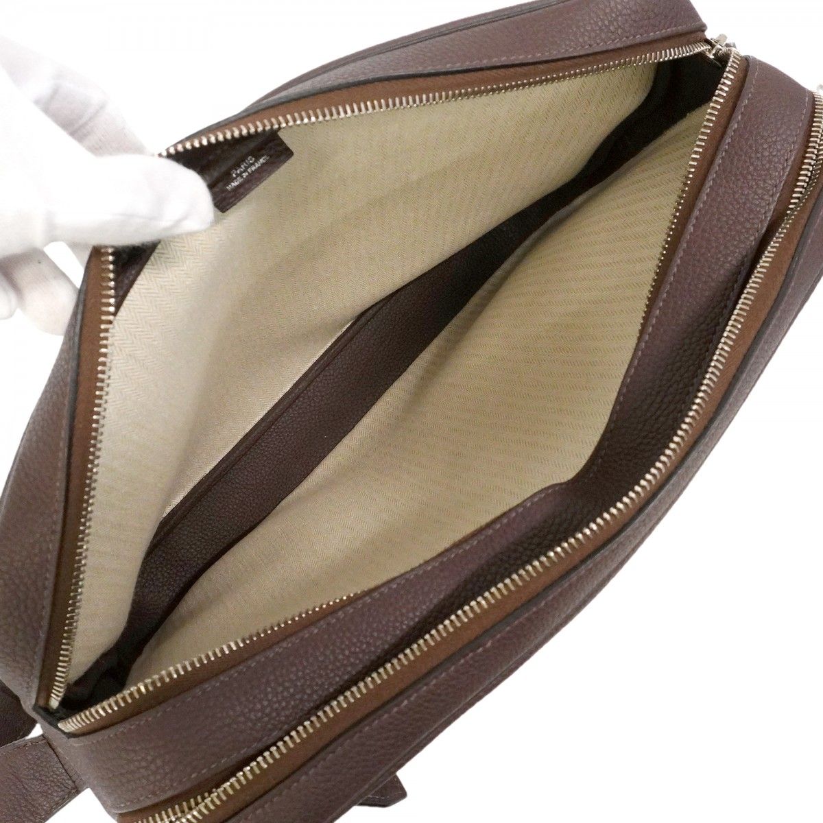 Hermes Shoulder Bag Sac Everyday Porter Togo Havana Silver — view 4