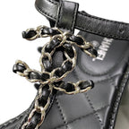 Chanel CC Logo Quilted Chain Leather Sandals 37.5 Sizes Black — view 8