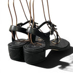 Chanel CC Logo Quilted Chain Leather Sandals 37.5 Sizes Black — view 5
