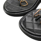 Chanel CC Logo Quilted Chain Leather Sandals 37.5 Sizes Black — view 6