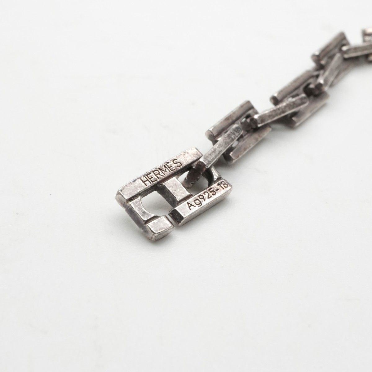 Hermes Bracelet Bangle Calf 925 Sterling Silver Cles MM 18 — view 4
