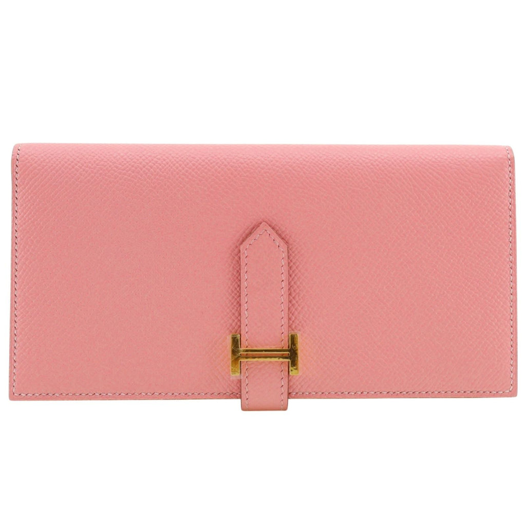 Hermes Bearn Souffle Veau Epsom Rose Confetti Pink T Wallet