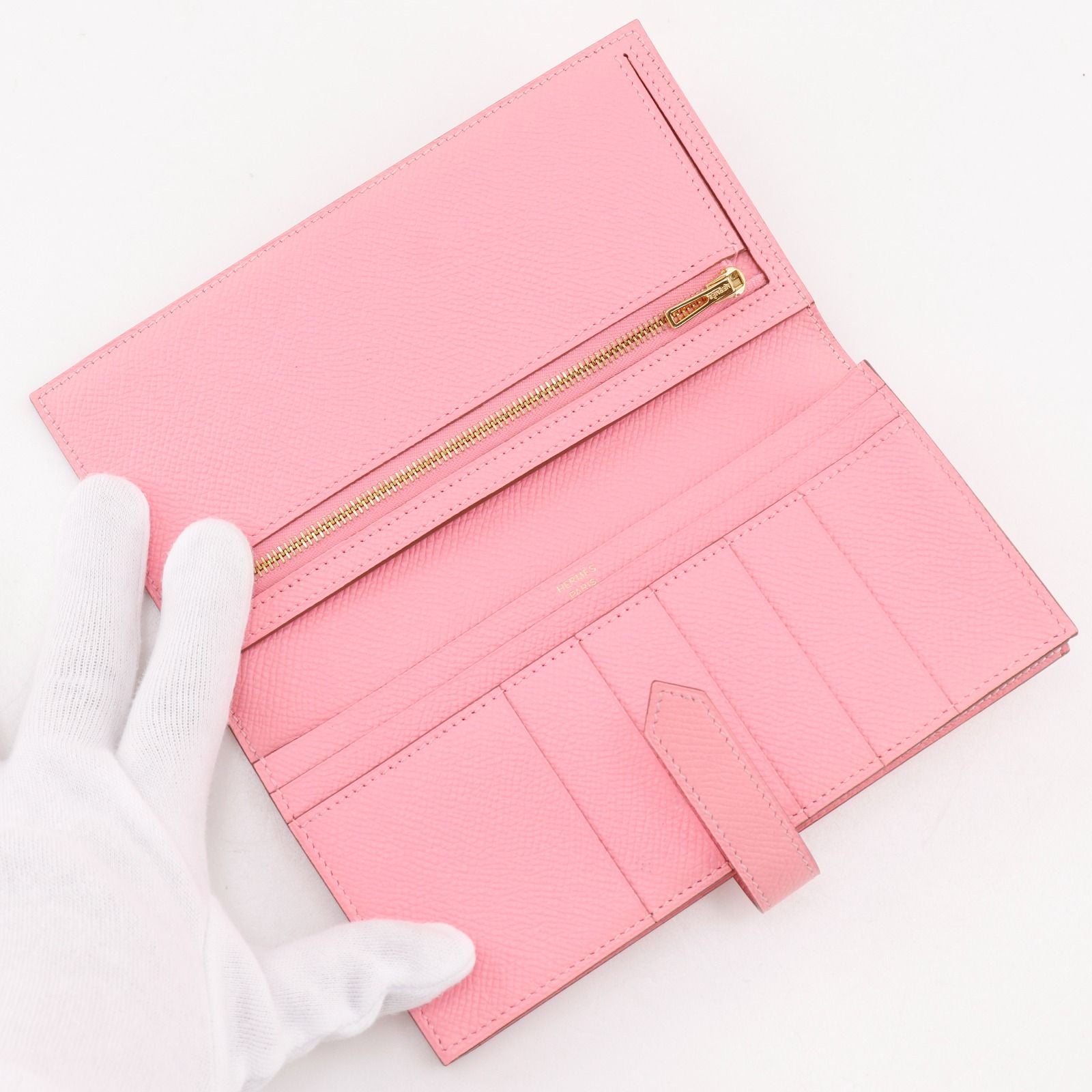 Hermes Bearn Souffle Veau Epsom Rose Confetti Pink T Wallet — view 5