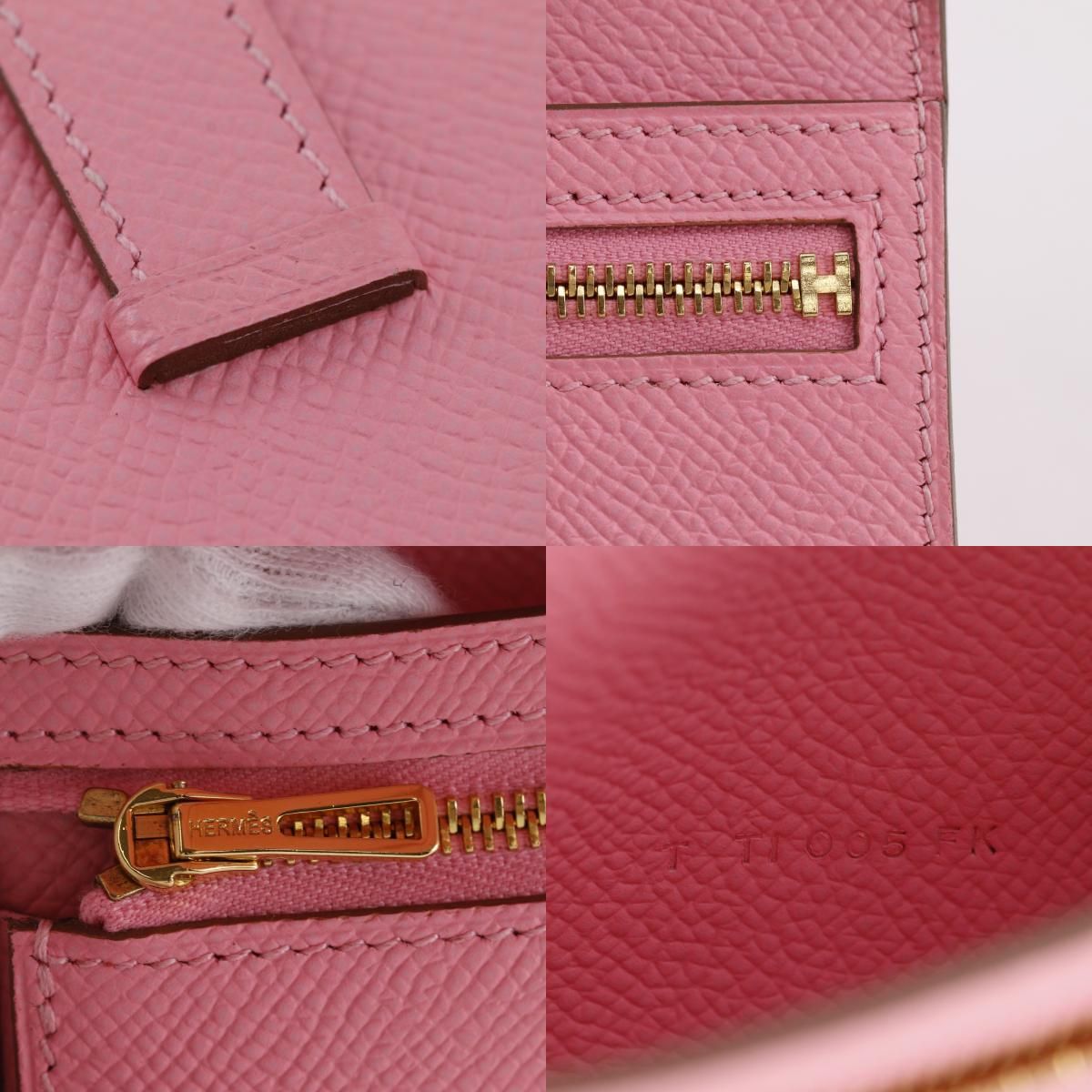 Hermes Bearn Souffle Veau Epsom Rose Confetti Pink T Wallet — view 9