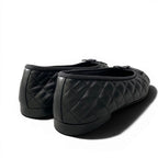 Chanel Ballerina Aged Calfskin Quilted CC Logo Leather Flat Shoes 41 Black — view 5