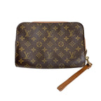 Louis Vuitton Monogram Clutch Zipper Second Brown