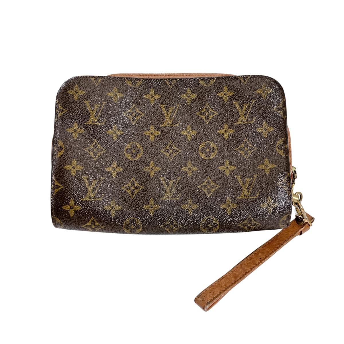 Louis Vuitton Monogram Clutch Zipper Second Brown