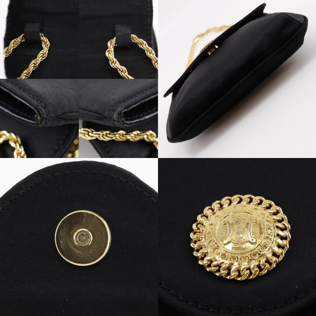 Celine Chain Shoulder 2-Way Clutch Satin Black — view 9
