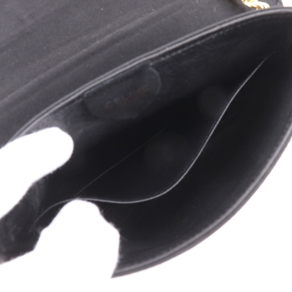Celine Chain Shoulder 2-Way Clutch Satin Black — view 7