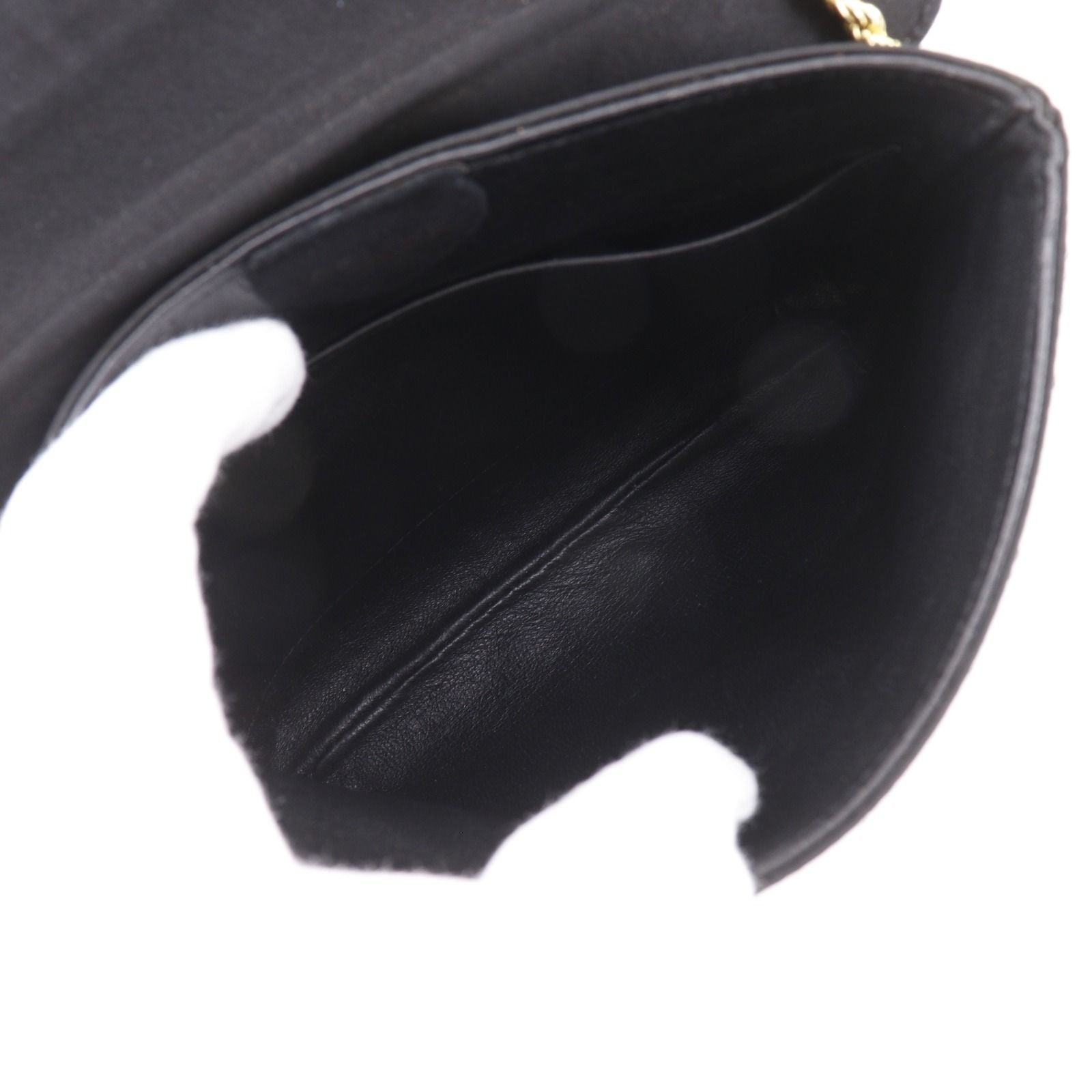 Celine Chain Shoulder 2-Way Clutch Satin Black — view 6