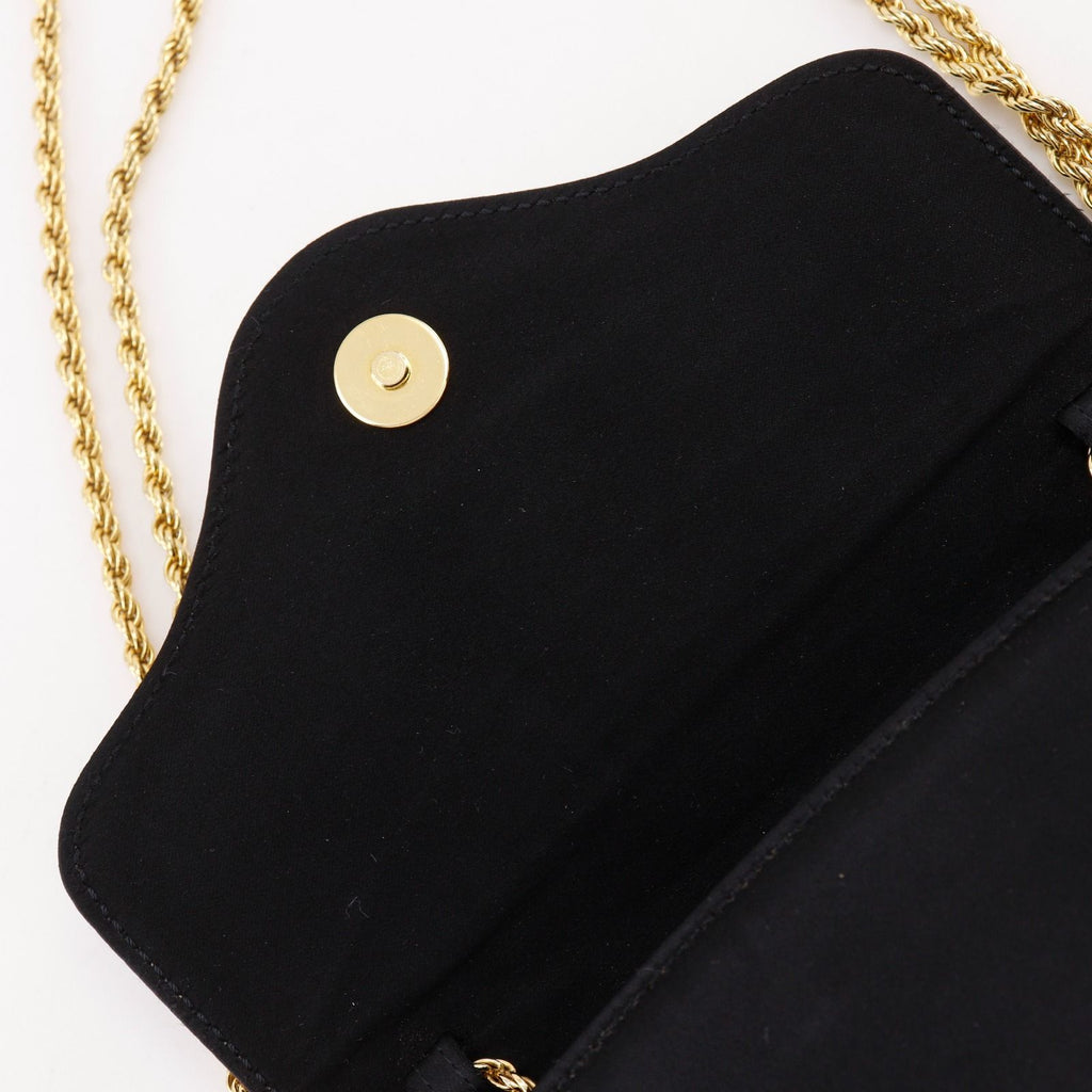 Celine Chain Shoulder 2-Way Clutch Satin Black — view 8