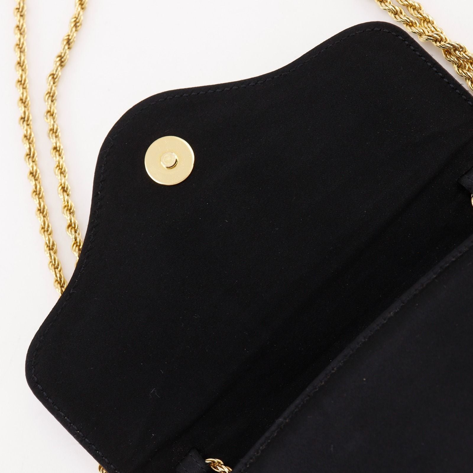 Celine Chain Shoulder 2-Way Clutch Satin Black — view 8