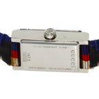 Gucci 147.5 Frame Rectangular Watch SS Leather Canvas — view 6