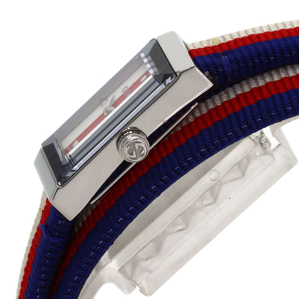 Gucci 147.5 Frame Rectangular Watch SS Leather Canvas — view 5