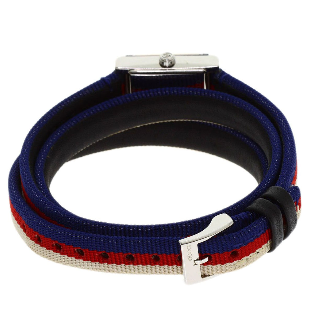 Gucci 147.5 Frame Rectangular Watch SS Leather Canvas — view 7