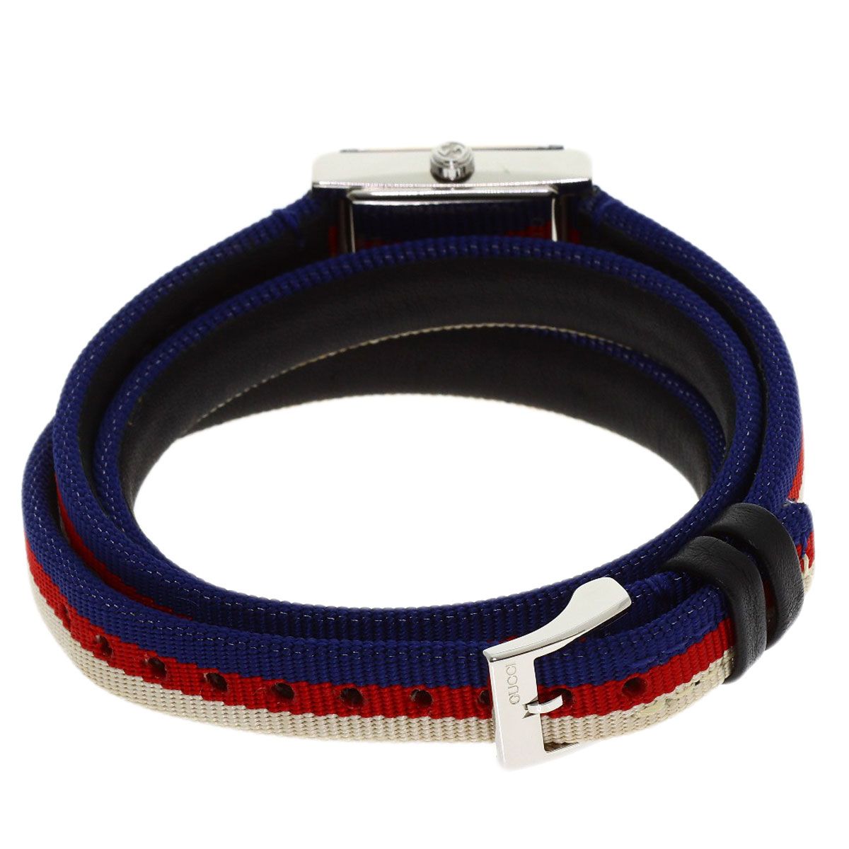 Gucci 147.5 Frame Rectangular Watch SS Leather Canvas — view 7