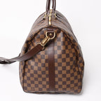Louis Vuitton Keepall Bandouliere 55 Boston Bag Damier Ebene Brown Gold — view 4