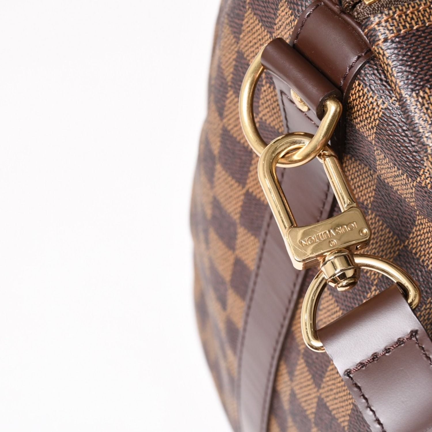 Louis Vuitton Keepall Bandouliere 55 Boston Bag Damier Ebene Brown Gold — view 6