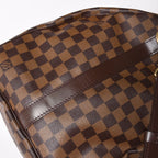 Louis Vuitton Keepall Bandouliere 55 Boston Bag Damier Ebene Brown Gold — view 5