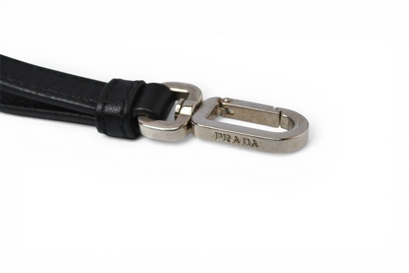 Prada Clutch Nylon Leather Navy Black Pouch with Hand Strap — view 8