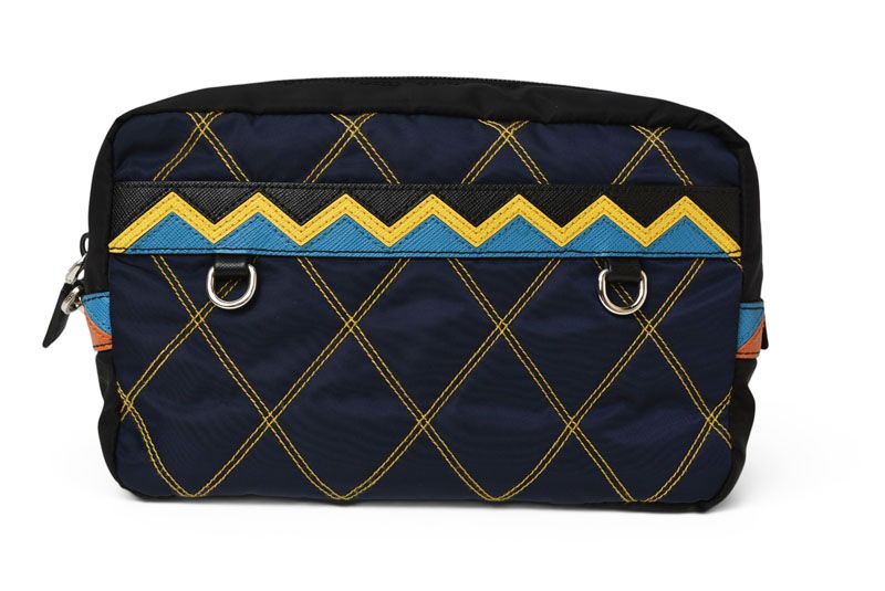 Prada Clutch Nylon Leather Navy Black Pouch with Hand Strap — view 2