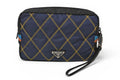 Prada Clutch Nylon Leather Navy Black Pouch with Hand Strap