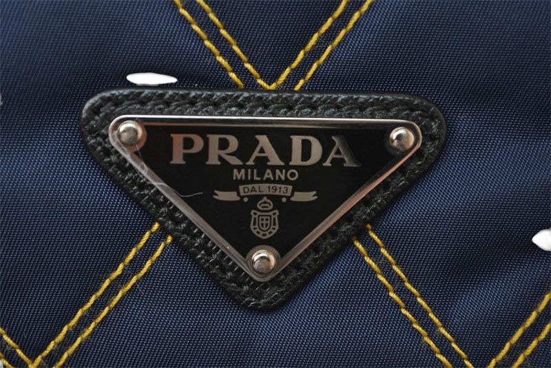 Prada Clutch Nylon Leather Navy Black Pouch with Hand Strap — view 4