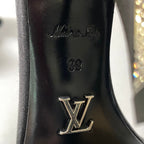 Louis Vuitton Hapi Line Rhinestone Black Satin High Heels Ankle Strap Shoes — view 9