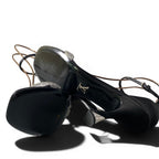 Louis Vuitton Hapi Line Rhinestone Black Satin High Heels Ankle Strap Shoes — view 7