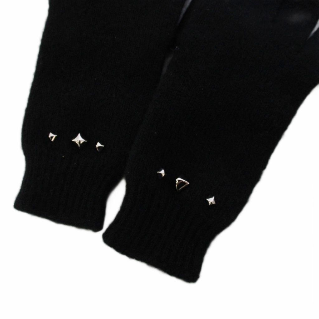 Hermes Darling Medall Cashmere Knit Gloves Visual Decoration Black — view 5