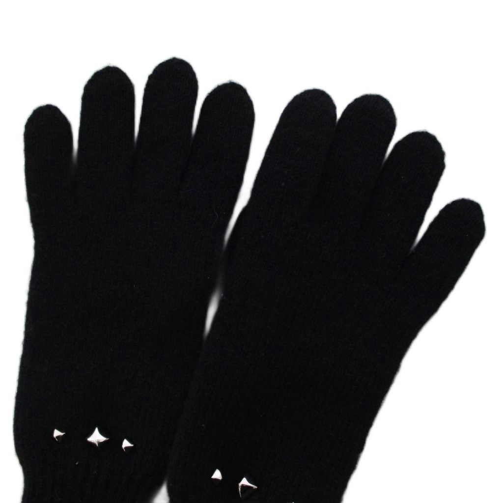 Hermes Darling Medall Cashmere Knit Gloves Visual Decoration Black — view 4