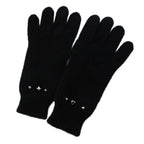 Hermes Darling Medall Cashmere Knit Gloves Visual Decoration Black