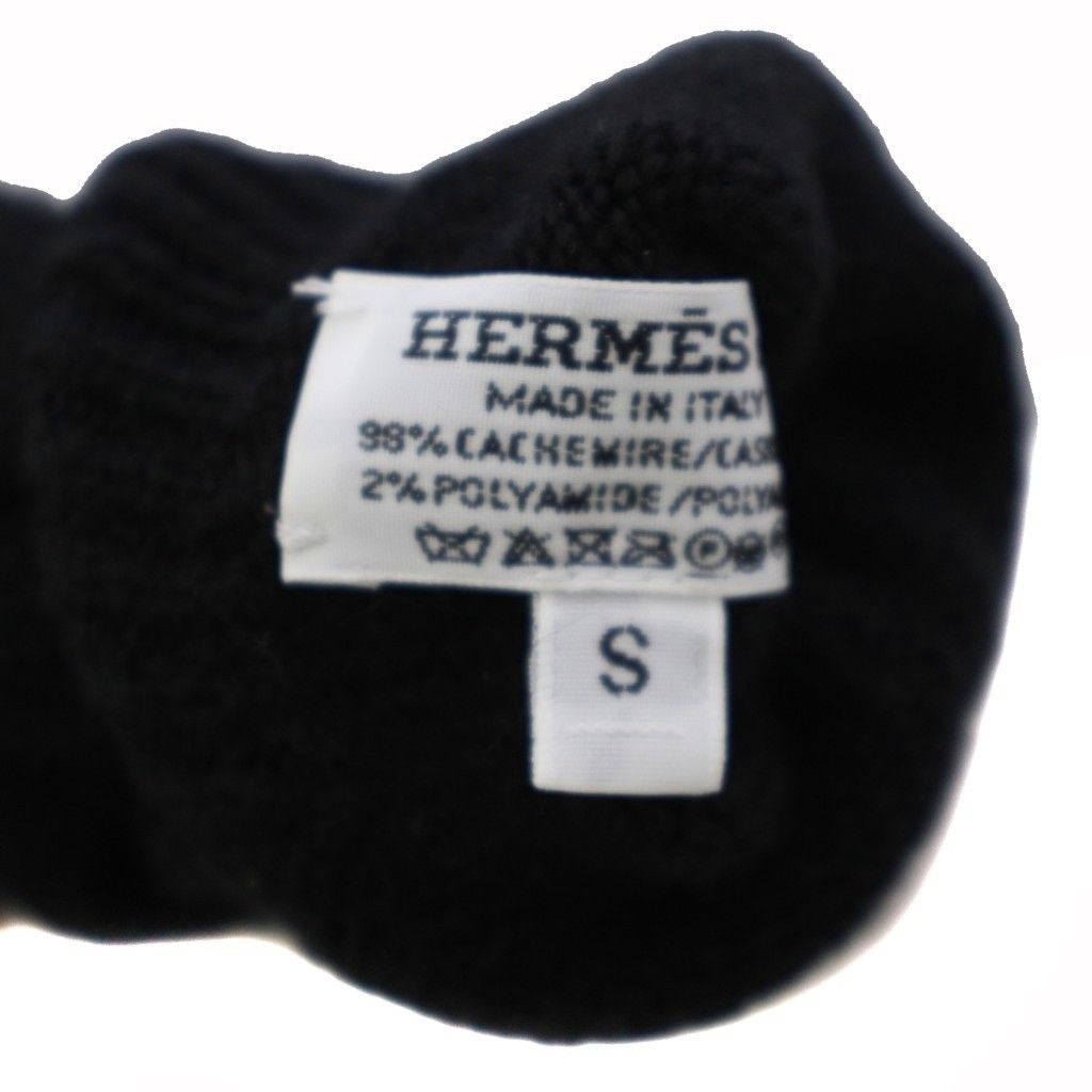 Hermes Darling Medall Cashmere Knit Gloves Visual Decoration Black — view 3