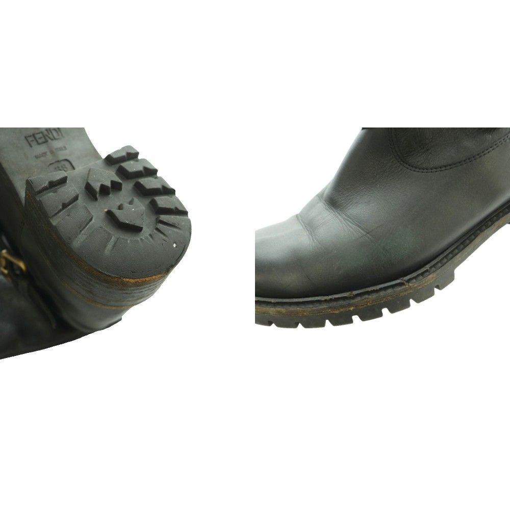 Fendi Engineer Boots Middle Short Leather 38 Black SS — view 8