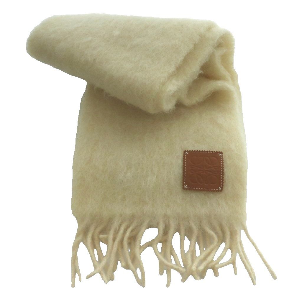 Loewe Anagram Mohair Scarf Shawl Fringe Ivory SS — view 3