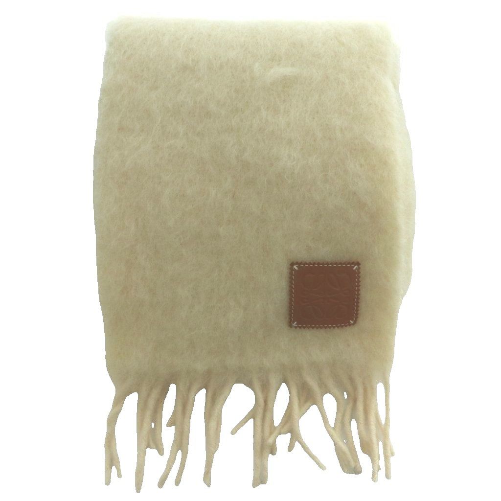 Loewe Anagram Mohair Scarf Shawl Fringe Ivory SS — view 2