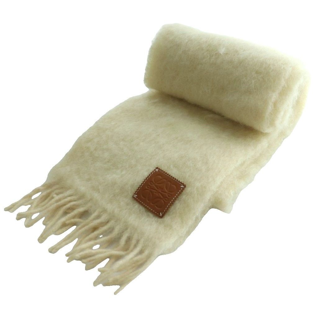 Loewe Anagram Mohair Scarf Shawl Fringe Ivory SS — view 4