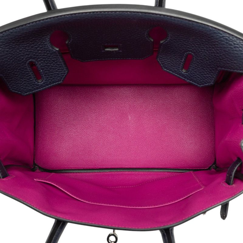 Hermes Birkin 30 Retourne Handbag Blue New Rose Purple Silver Taurillon — view 4