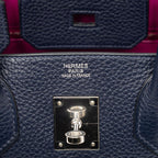 Hermes Birkin 30 Retourne Handbag Blue New Rose Purple Silver Taurillon — view 5