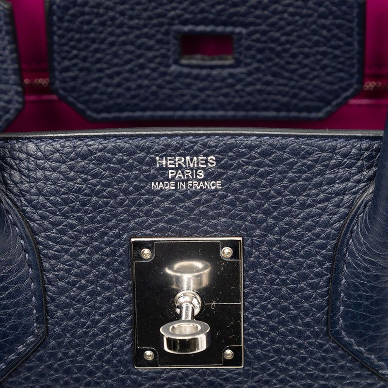 Hermes Birkin 30 Retourne Handbag Blue New Rose Purple Silver Taurillon — view 5