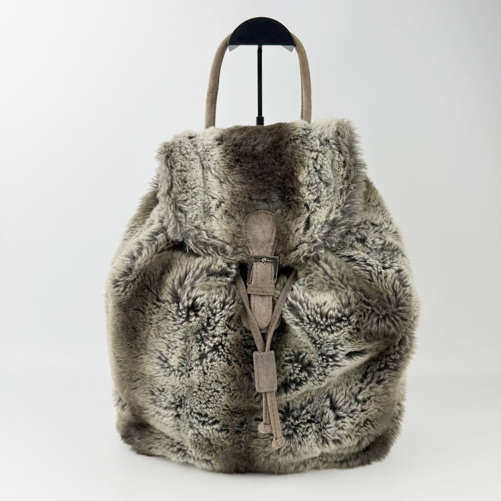 Fendi Zucca Pattern Lining Backpack Suede Gray Brown Vintage — view 2
