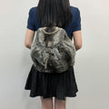 Fendi Zucca Pattern Lining Backpack Suede Gray Brown Vintage