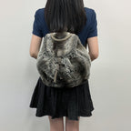 Fendi Zucca Pattern Lining Backpack Suede Gray Brown Vintage