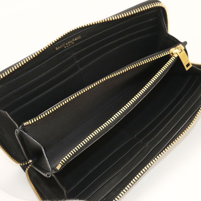 Saint Laurent Zip Around Wallet Cassandra Round Zip Calf — view 3
