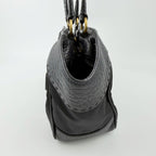 Prada Tessuto Mini Boston Handbag Nylon Leather Black Gold Vintage — view 5