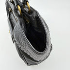 Prada Tessuto Mini Boston Handbag Nylon Leather Black Gold Vintage — view 6