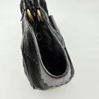 Prada Tessuto Mini Boston Handbag Nylon Leather Black Gold Vintage — view 8